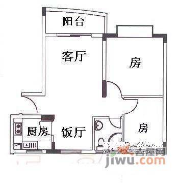 滨江怡苑芭堤水岸2室1厅1卫107㎡户型图