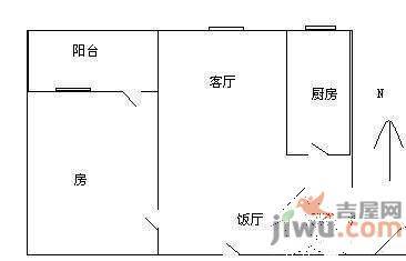 淘金家园1室1厅1卫58㎡户型图