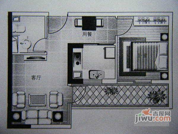 淘金家园1室1厅1卫58㎡户型图