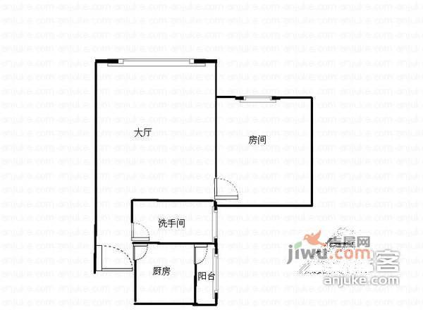 都市华庭1室1厅1卫84㎡户型图