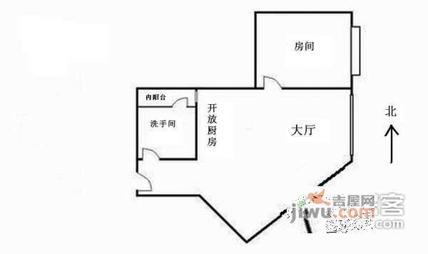 都市华庭1室1厅1卫84㎡户型图