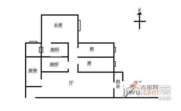 都市华庭3室1厅1卫户型图