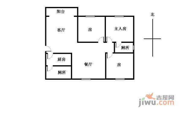 新景豪庭3室2厅1卫100㎡户型图