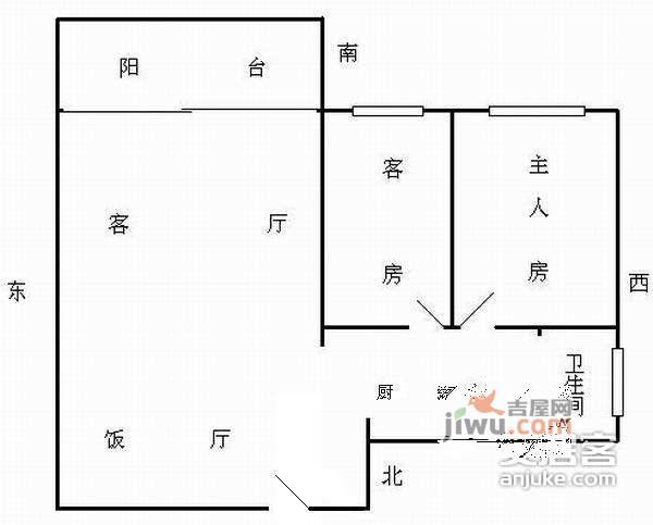 鸿燕居小区2室2厅1卫105㎡户型图