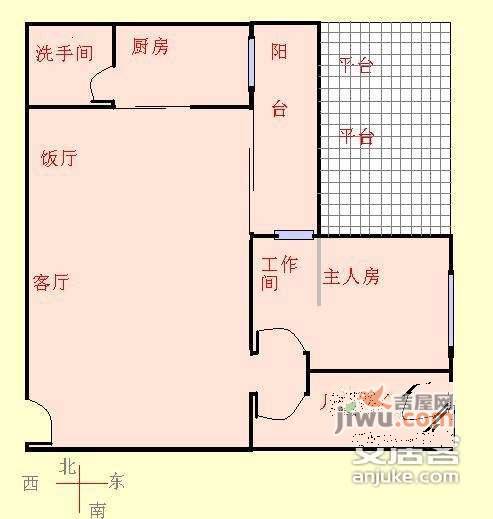 鸿燕居小区2室2厅1卫105㎡户型图