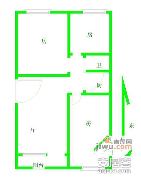 东河苑小区3室2厅1卫95㎡户型图