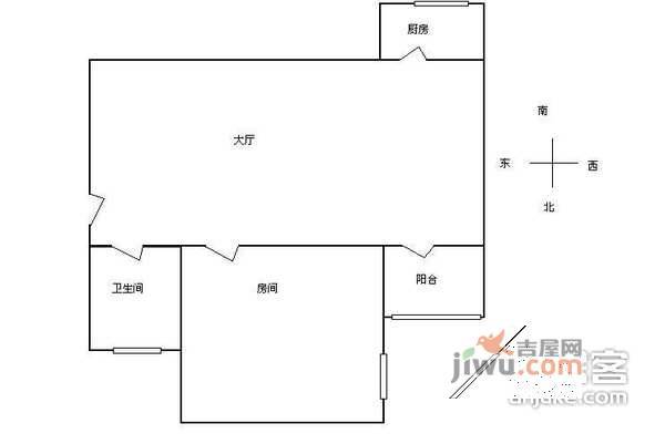 雅怡居1室1厅1卫47㎡户型图