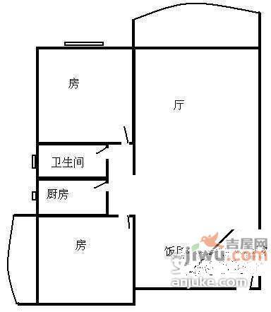 雅怡居2室2厅1卫65㎡户型图