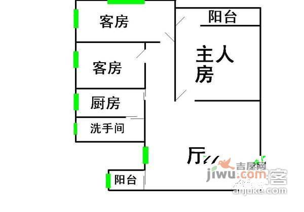 春晖苑3室2厅1卫96㎡户型图