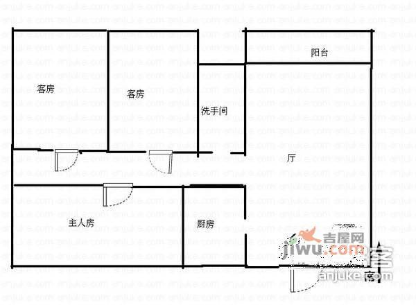 伍仙花园3室1厅1卫户型图