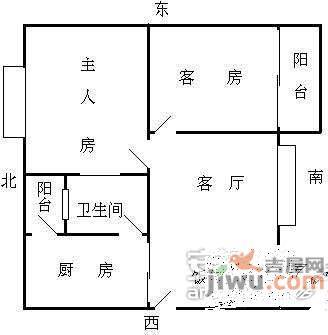 伍仙花园2室2厅1卫80㎡户型图