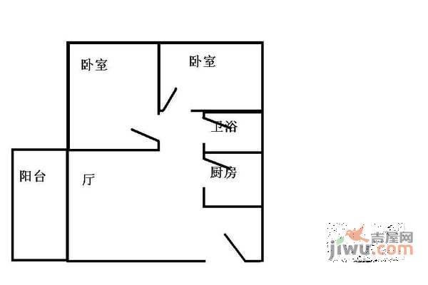 伍仙花园2室1厅1卫户型图