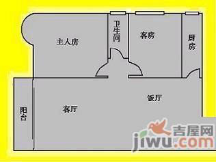 伍仙花园2室1厅1卫户型图