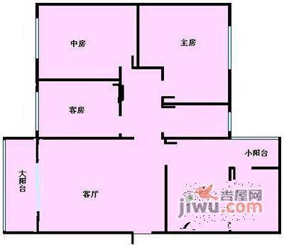 阳光家园3室1厅1卫75㎡户型图