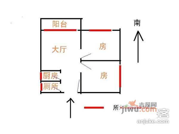 阳光家园2室1厅1卫63㎡户型图