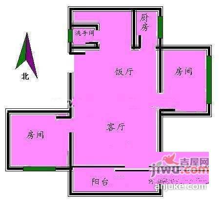 阳光家园2室1厅1卫63㎡户型图