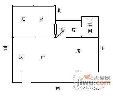 阳光家园1室1厅1卫34㎡户型图