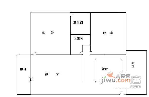 云天翠庭2室1厅1卫户型图