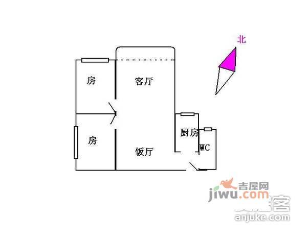 云天翠庭2室1厅1卫户型图