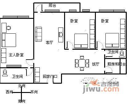 广怡大厦3室2厅1卫131㎡户型图