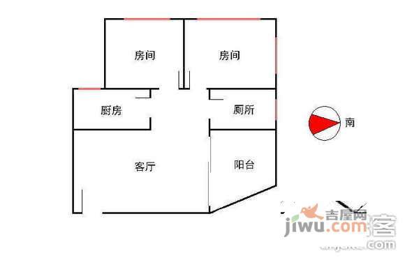 德荣小区2室2厅1卫76㎡户型图