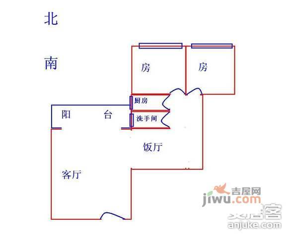 德荣小区2室2厅1卫76㎡户型图