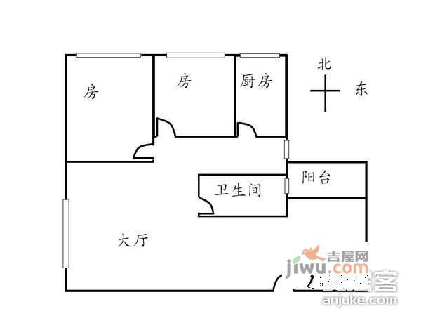 德荣小区2室2厅1卫76㎡户型图