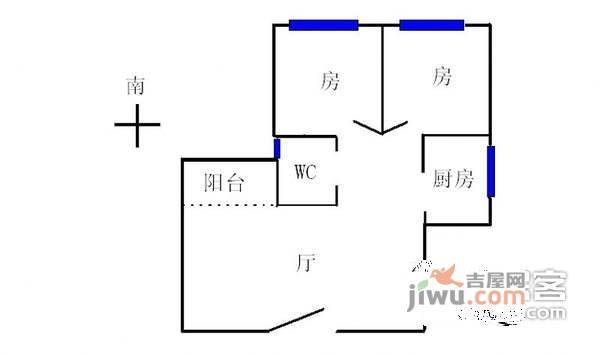 天鑫六运小区2室2厅1卫78㎡户型图