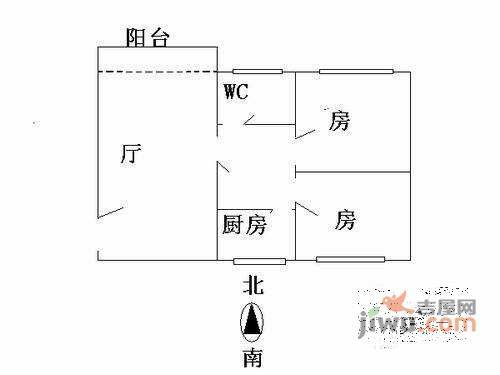 天鑫六运小区2室2厅1卫78㎡户型图