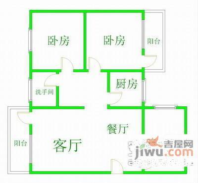 天鑫六运小区3室2厅1卫96㎡户型图