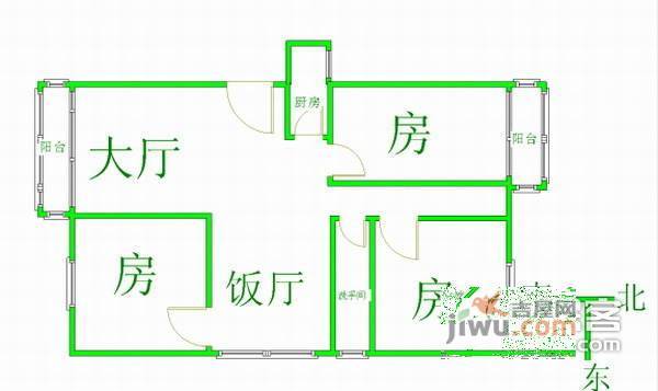 天鑫六运小区3室2厅1卫96㎡户型图