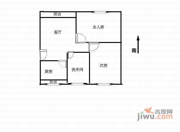 天鑫六运小区2室2厅1卫78㎡户型图