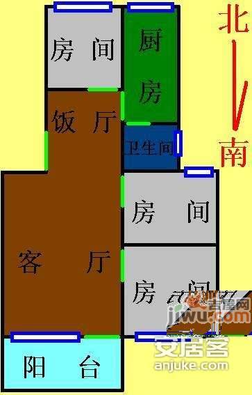 永发小区3室2厅1卫85㎡户型图