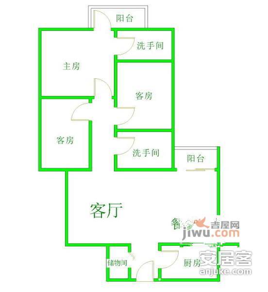 阳光都会广场3室2厅2卫户型图