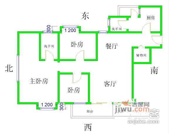 阳光都会广场3室2厅2卫户型图