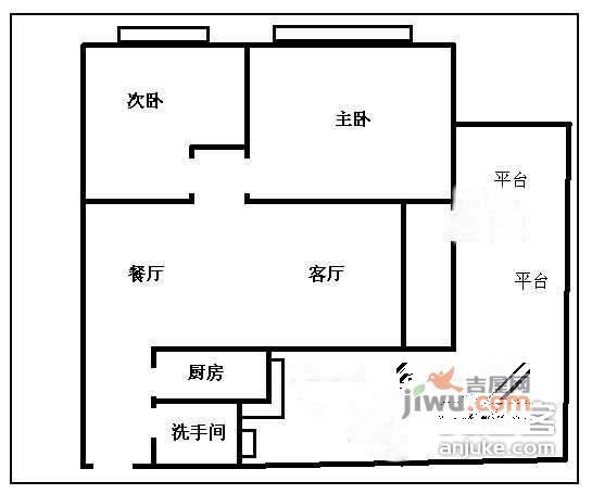 东晖花园2室1厅1卫94㎡户型图