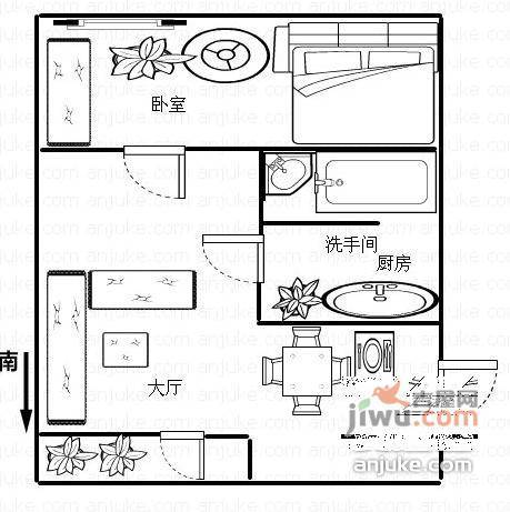 晓南花园2室1厅1卫70㎡户型图