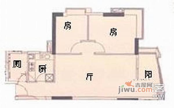 富力东堤湾2室2厅1卫83㎡户型图