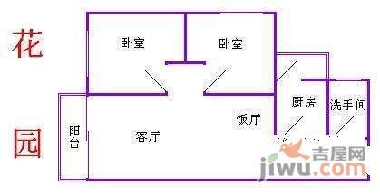 富力东堤湾2室2厅2卫户型图