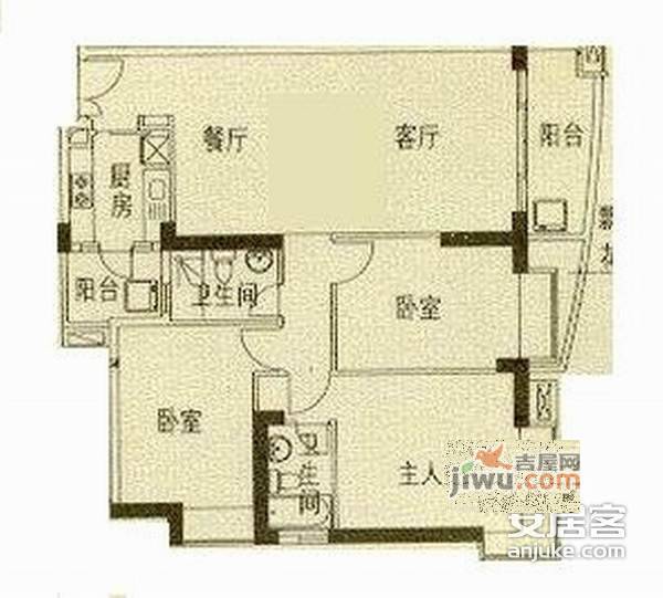 富力东堤湾3室2厅2卫138㎡户型图