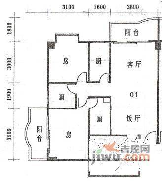 侨诚花园冬日苑3室2厅2卫103㎡户型图