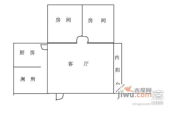 侨诚花园冬日苑2室1厅1卫64㎡户型图