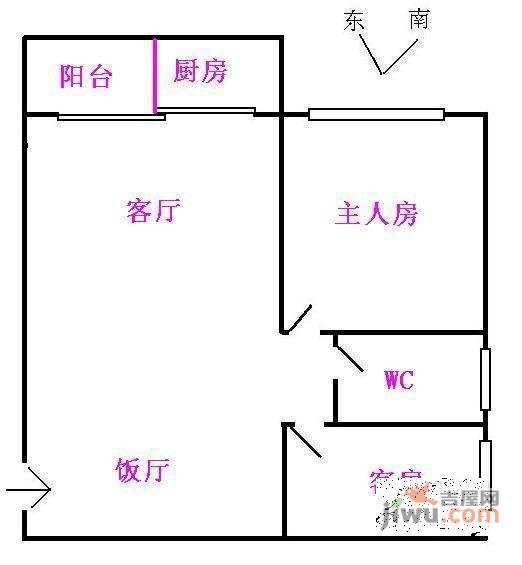 万兴苑2室1厅1卫75㎡户型图