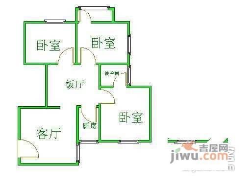 西雅苑3室2厅1卫91㎡户型图