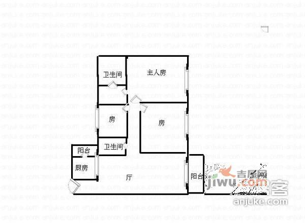 南航花园3室2厅2卫138㎡户型图