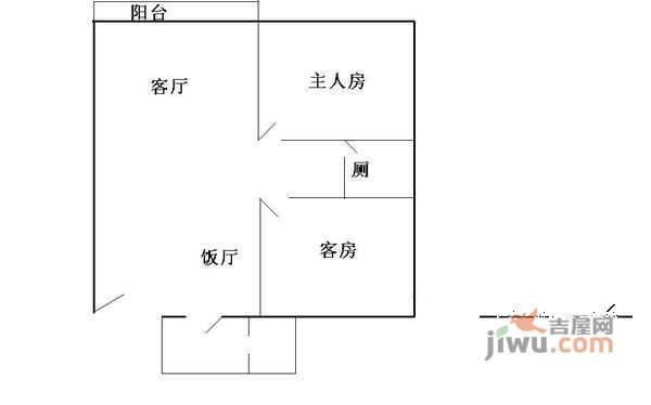 南航花园2室2厅1卫84㎡户型图