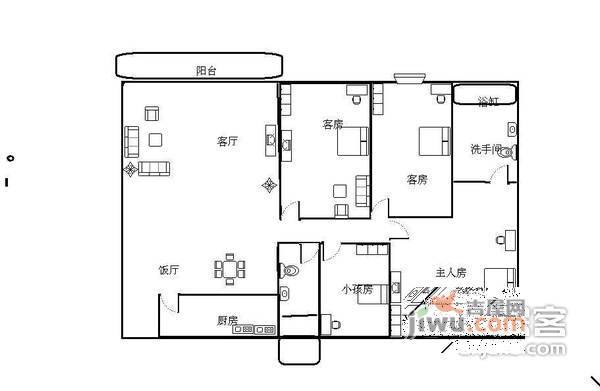 南航花园5室2厅2卫263㎡户型图