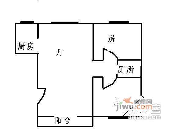 珠江广场2室2厅1卫90㎡户型图