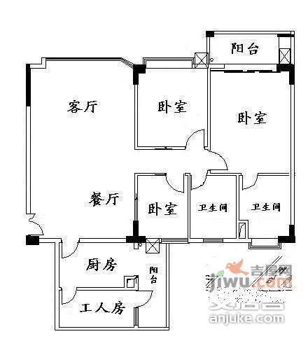 珠江广场4室2厅2卫151㎡户型图