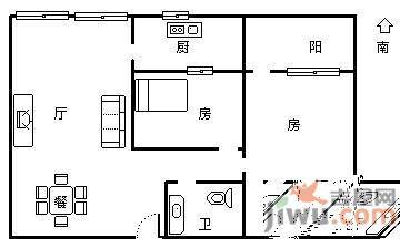 淘金北小区2室1厅1卫85㎡户型图